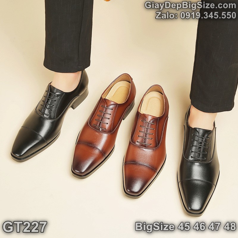 Giày da công sở, giày tây cỡ lớn 45 46 47 48 cho nam cao to chân ú bè. Big size leather shoes for wide feet