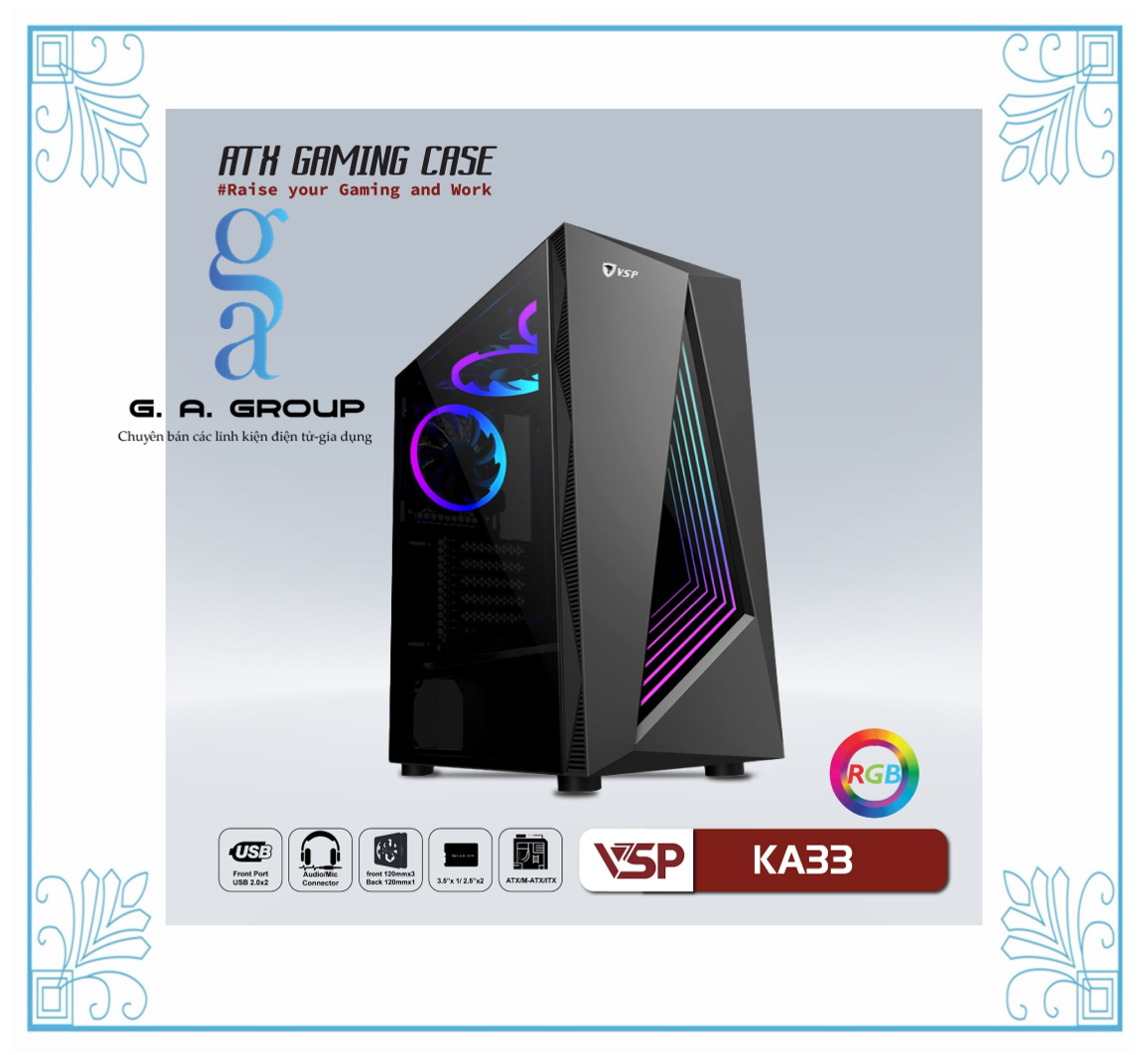 Case KA33 Đen (ATX) (có sẵn LED RGB)