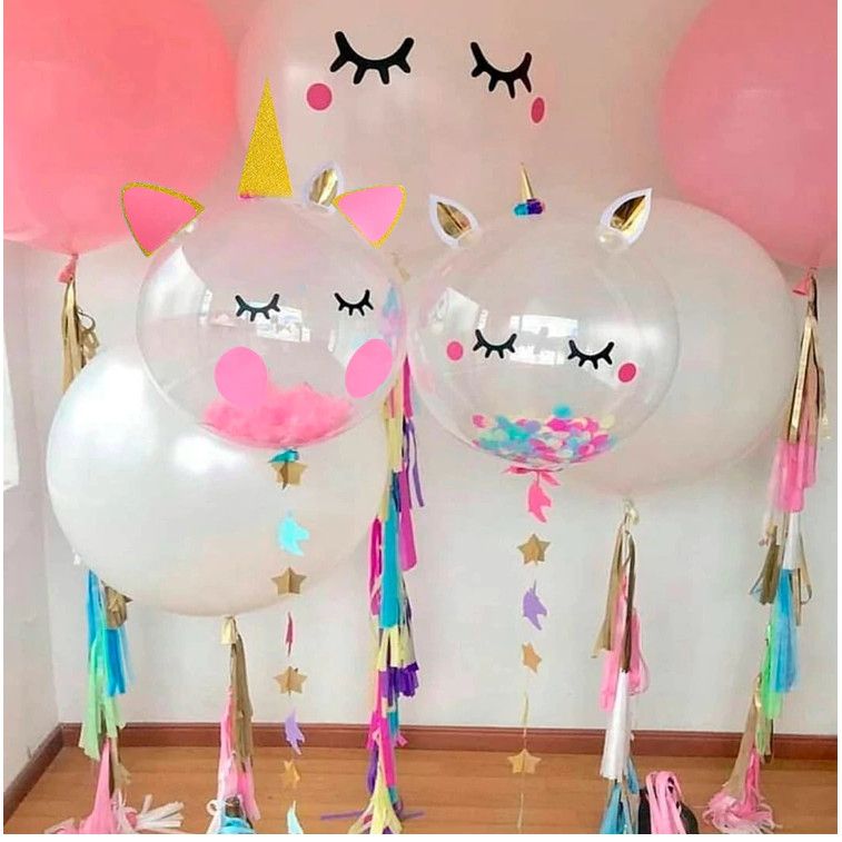 bong bóng unicorn trong suốt trang trí tiệc ( giao màu ngẫu nhiên)