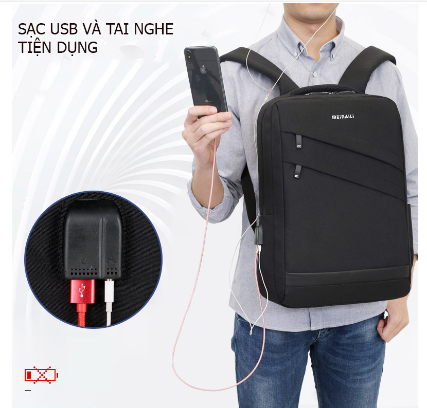 Ba lô thông minh đa năng chất lượng cao  sạc USB tiện dụng chứa máy tính 14 đến 17 inh