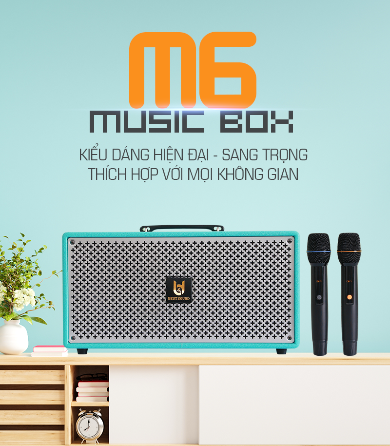 [ TẶNG KÈM 2 MICRO HỢP KIM ] Loa Kéo Bluetooth Xách Tay Bọc Da Nhỏ Gọn B&amp;D M6, Kiểu Dáng Hiện Đại, Trẻ Trung, Âm Thanh Sống Động - Hàng Chính Hãng