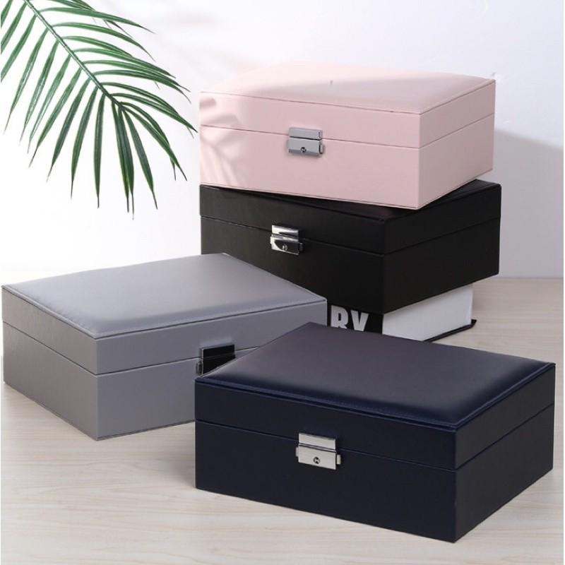 Hộp da đựng phụ kiện trang sức nữ để bàn thanh lịch cho phái đẹp, chất liệu da pu cao cấp