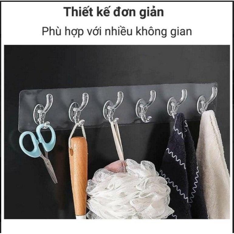 Thanh Treo Đồ Móc Treo Đồ Dán Tường Đa Năng 6 Móc