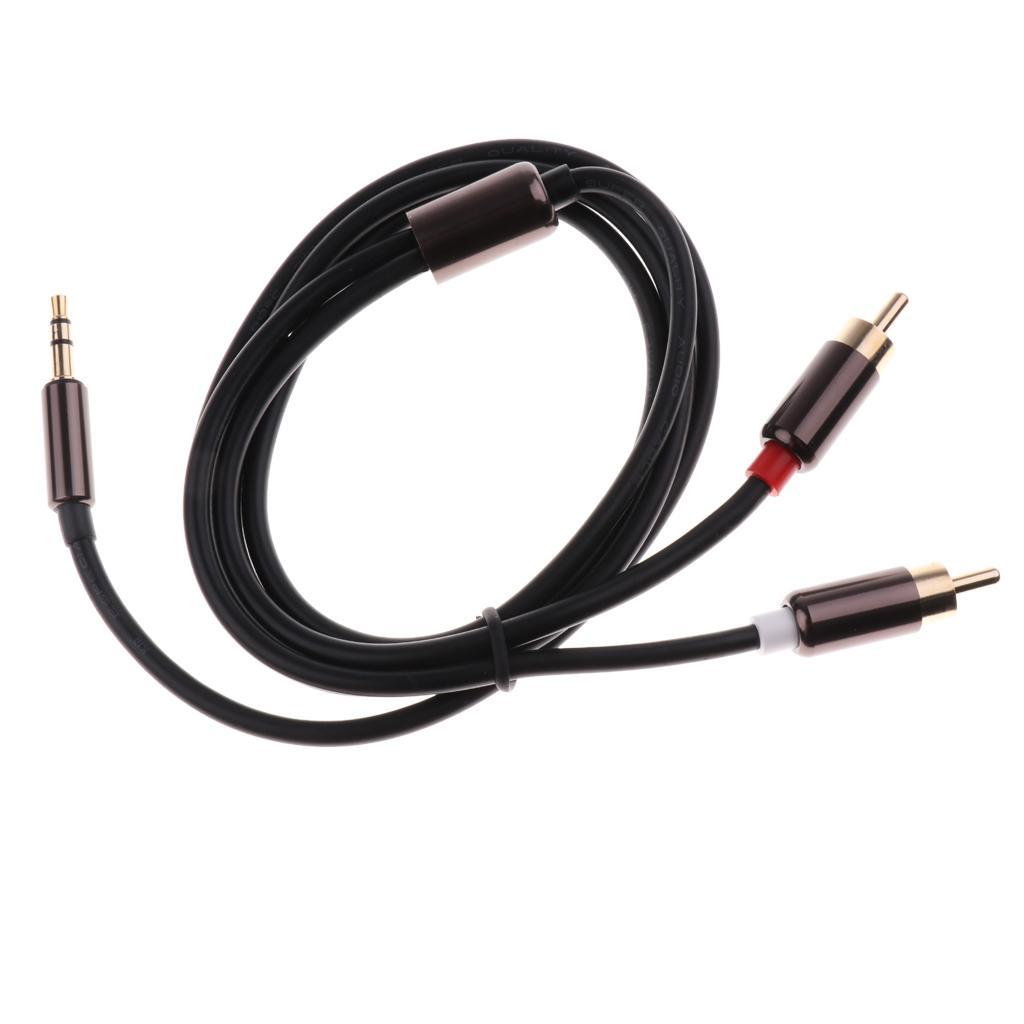3.5mm Stereo Male Plug to 2 RCA Audio Male Adapter Speaker Cable Cord