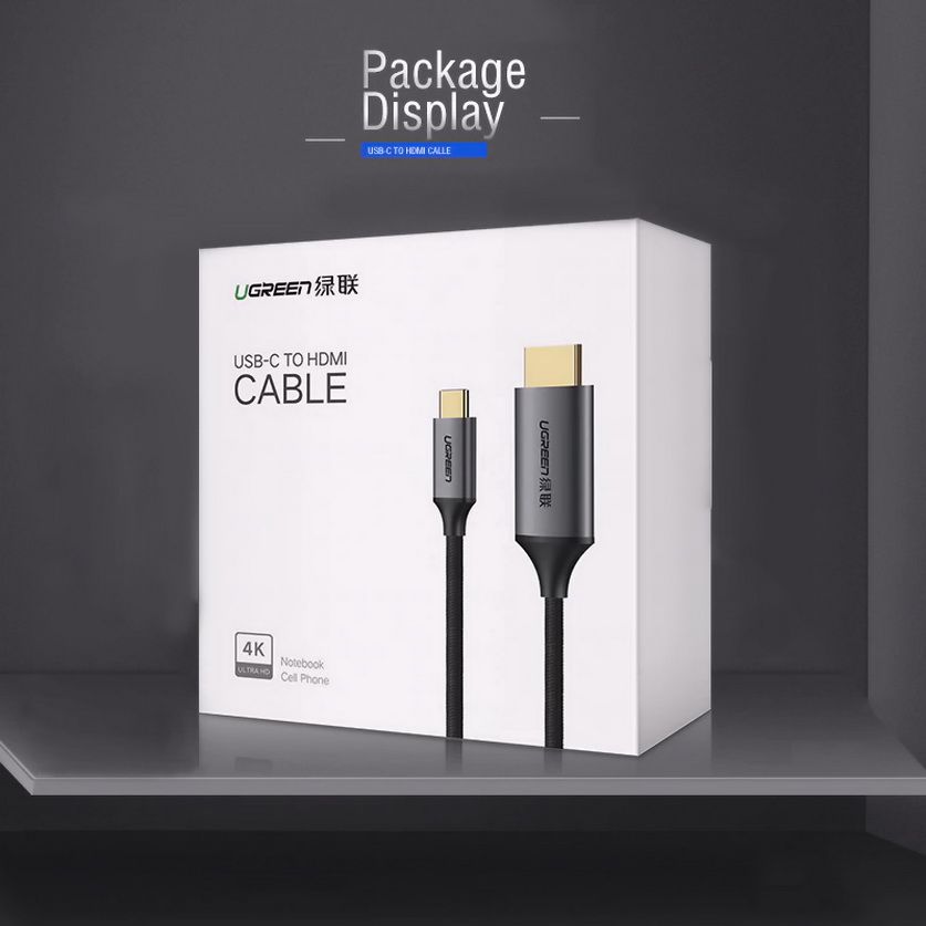 Cáp chuyển đổi USB-C sang HDMI hỗ trợ 4K, 3D dài 1,5m Ugreen 50570-Hàng Chính Hãng
