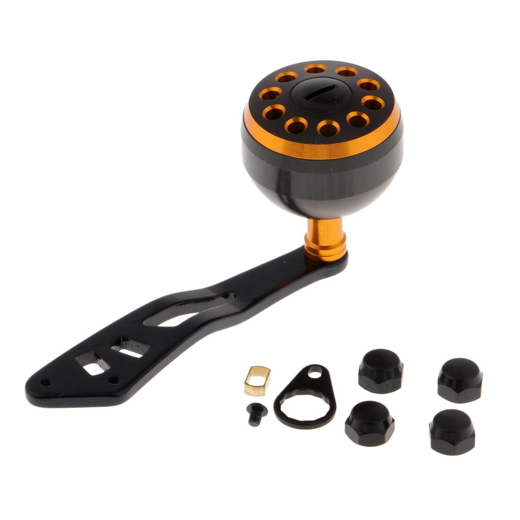 Power Fishing Reel Handle with Knob Baitcasting Reel Handle Rocker Arm Gold