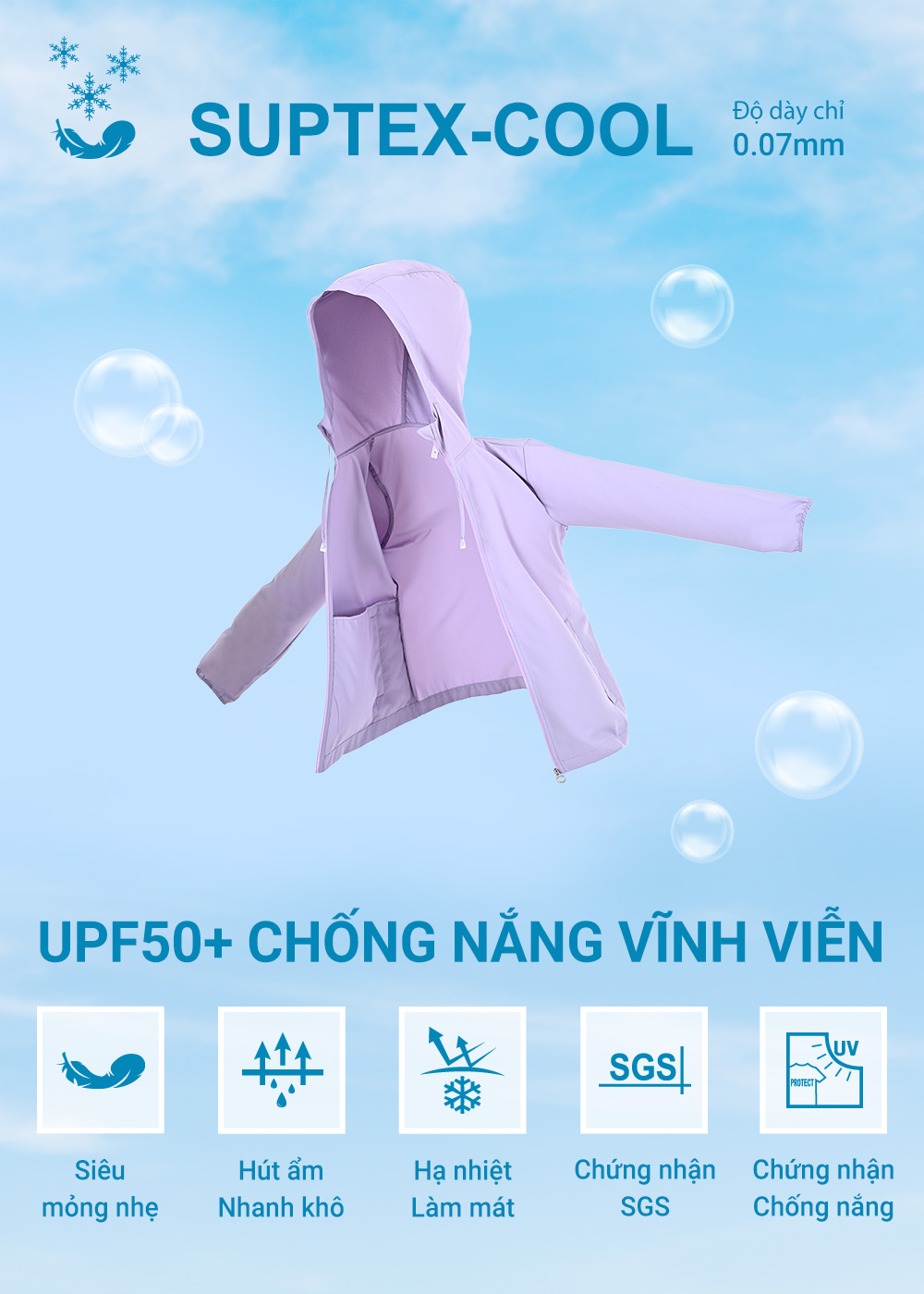 Áo Khoác Chống Nắng Nữ Suptex Cool Mỏng Nhẹ Thoáng Mát UV100 AA23109