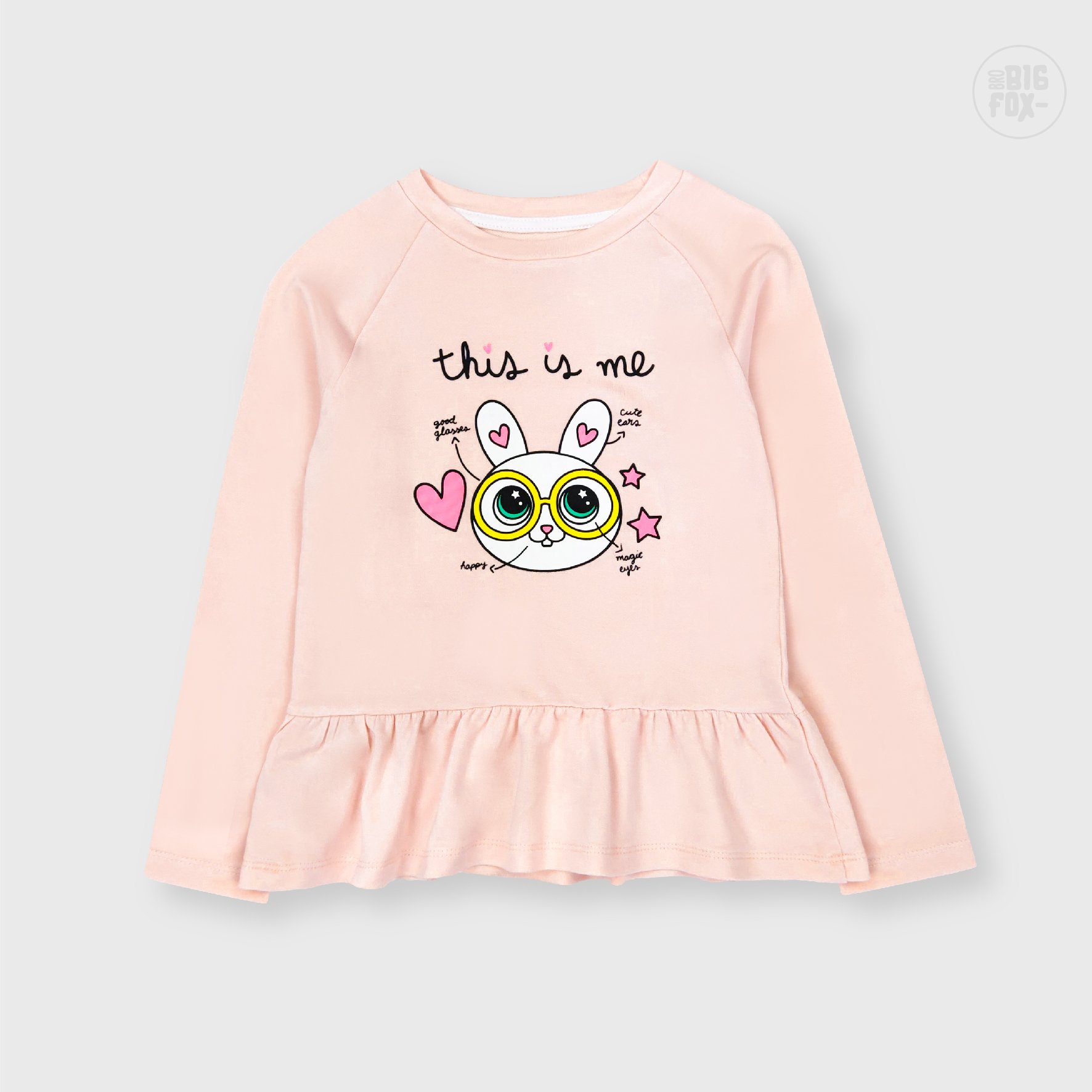 Bộ bé gái BIGFOX - MISS MEOW thu đông  size đại, bộ dài tay cho bé phong cách Hàn Quốc in thỏ đeo kính THIS IS ME 11 - 38 kg