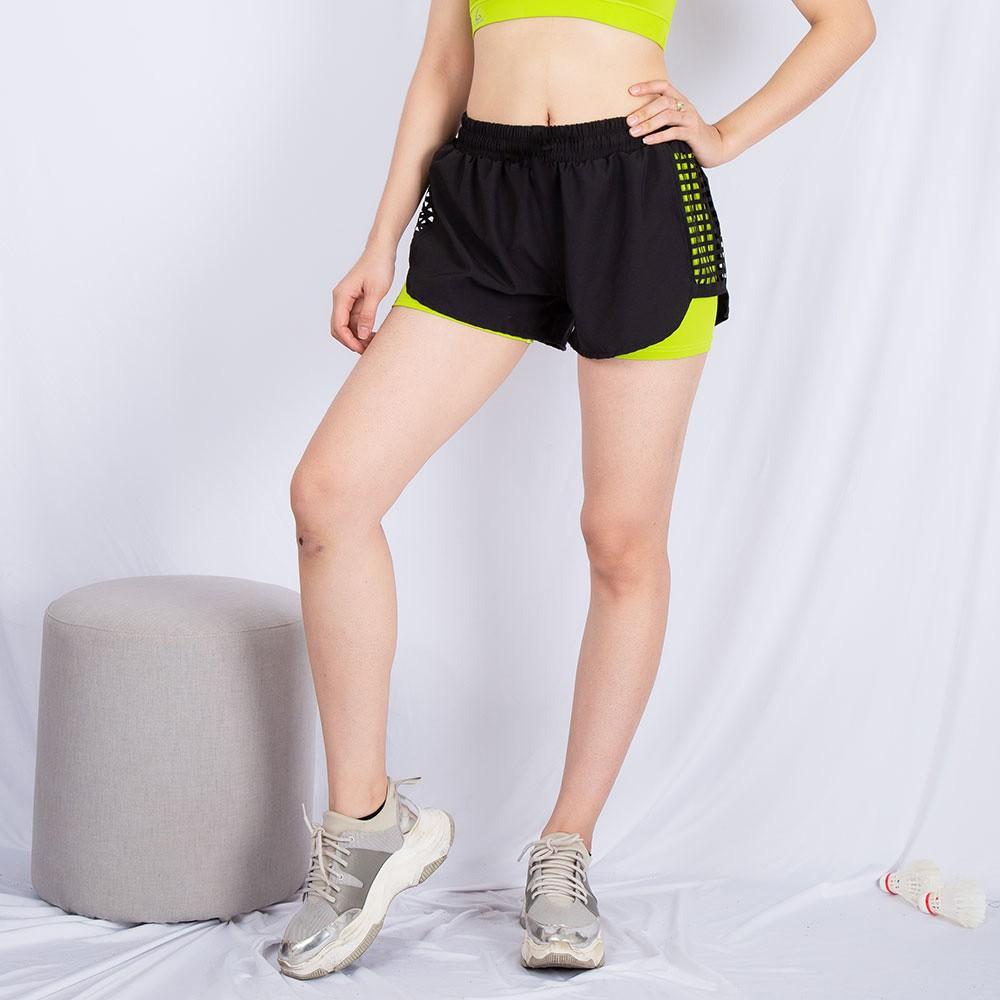 Quần short thể thao Boxer Laser 2 lớp cho Nữ, đồ tập gym, aerobic, thể dục