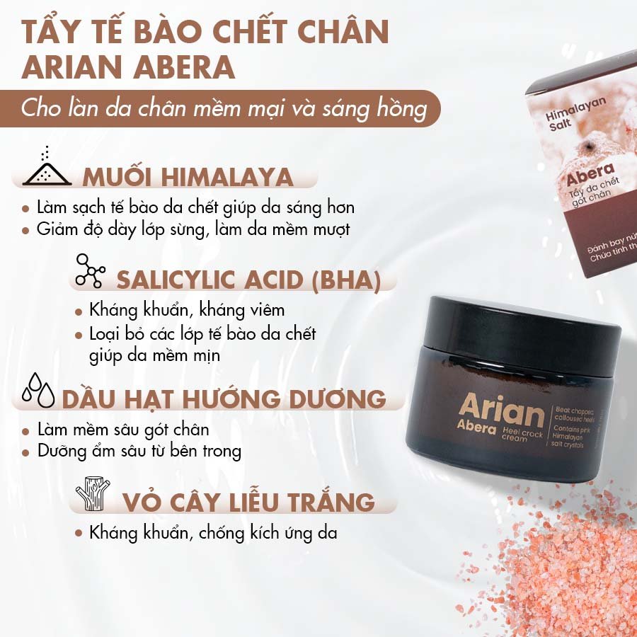 Kem nứt gót chân Xavia Abera 50ml và tẩy tế bào da chết Arian Abera 50ml