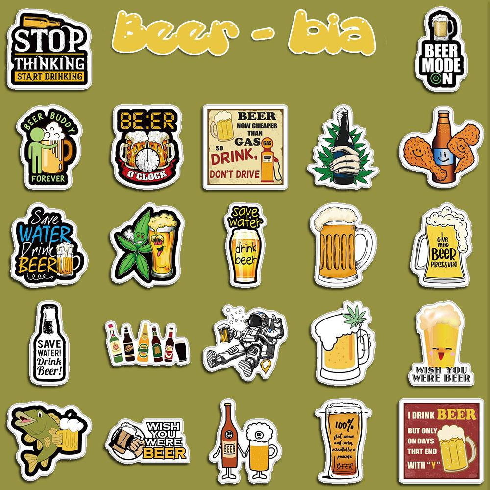 Sticker đồ uống beer Cắt Sẵn Hình Dán Trang Trí Mũ Bảo Hiểm Laptop Điện Thoại Ván Trượt Sổ tay Notebook