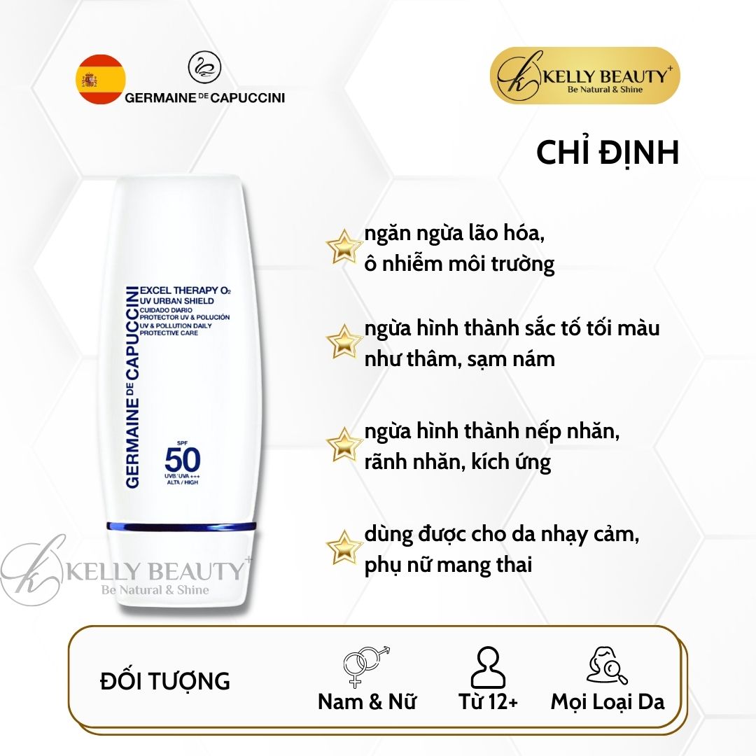 Kem Chống Nắng Sinh Học Germaine Excel Therapy O2 UV Urban Shield SPF 50, PA+++ | Kelly Beauty