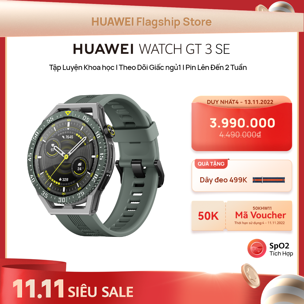 Đồng hồ thông minh HUAWEI WATCH GT 3 SE | Tập luyện khoa học | Theo dõi giấc ngủ | Pin lên đến 2 tuần | Hàng Chính Hãng