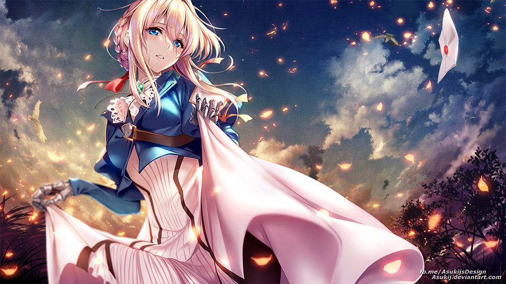 Poster A4 dán tường Anime, decal 21x30 trang trí có keo Violet Evergarden Wallpapers (3).png