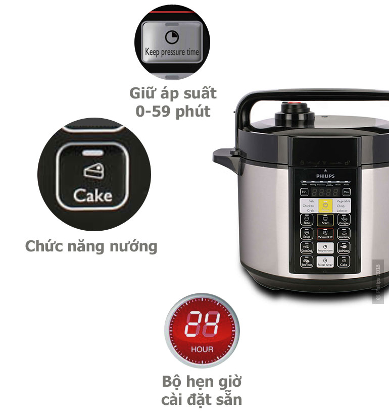 Nồi Áp Suất Điện Tử Philips HD2137/65 - Hàng Chính Hãng