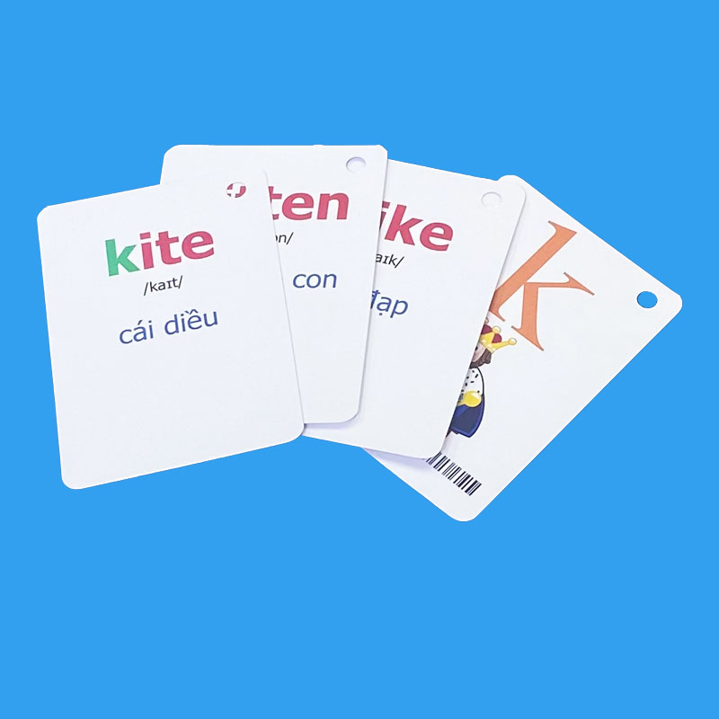 4 Bộ flashcard Tiếng Anh Lớp 1 2 3 khổ A7, có phát âm và hình ảnh sinh động