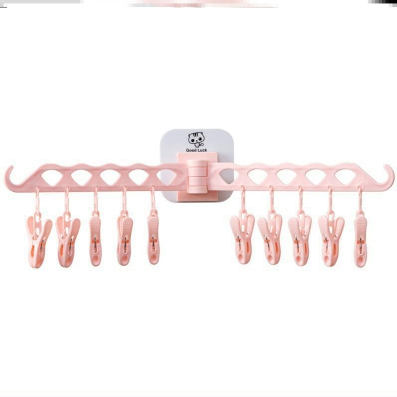 Móc treo quần áo, tất dán tường thông minh 10 kẹp
