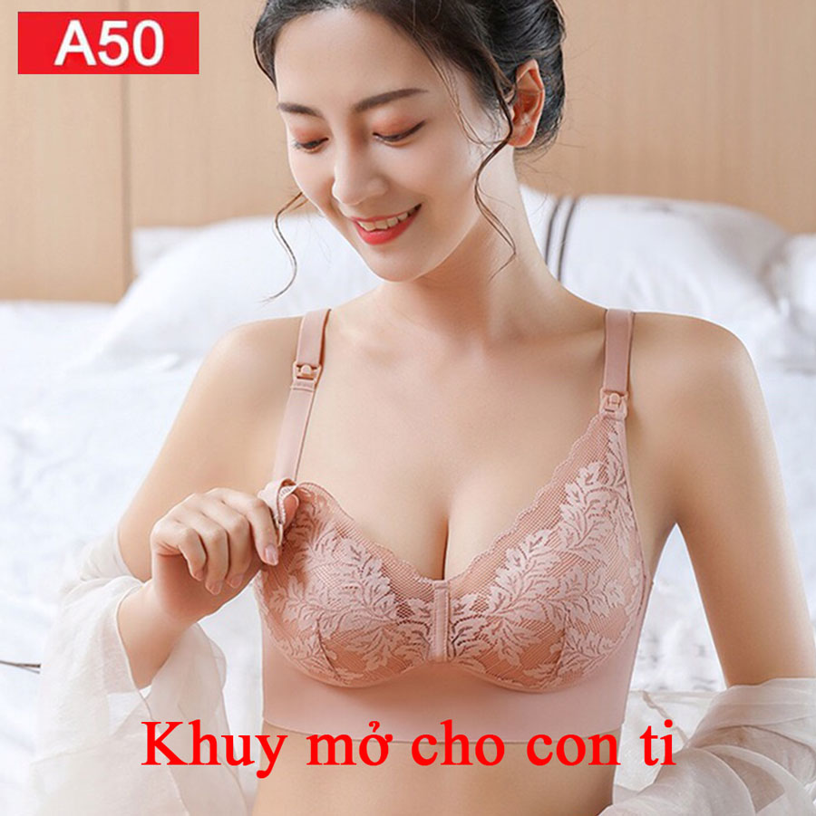 Áo lót ngực bầu cho bé con bú mùa hè su đúc pha ren thiết kế cao cấp đồ lót chip bà bầu A50