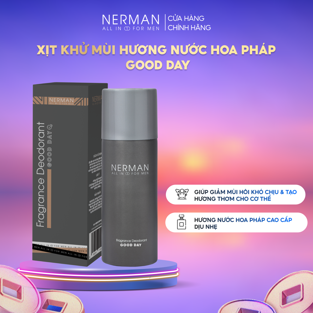 Xịt khử mùi hương nước hoa Pháp Good Day Nerman 100ml