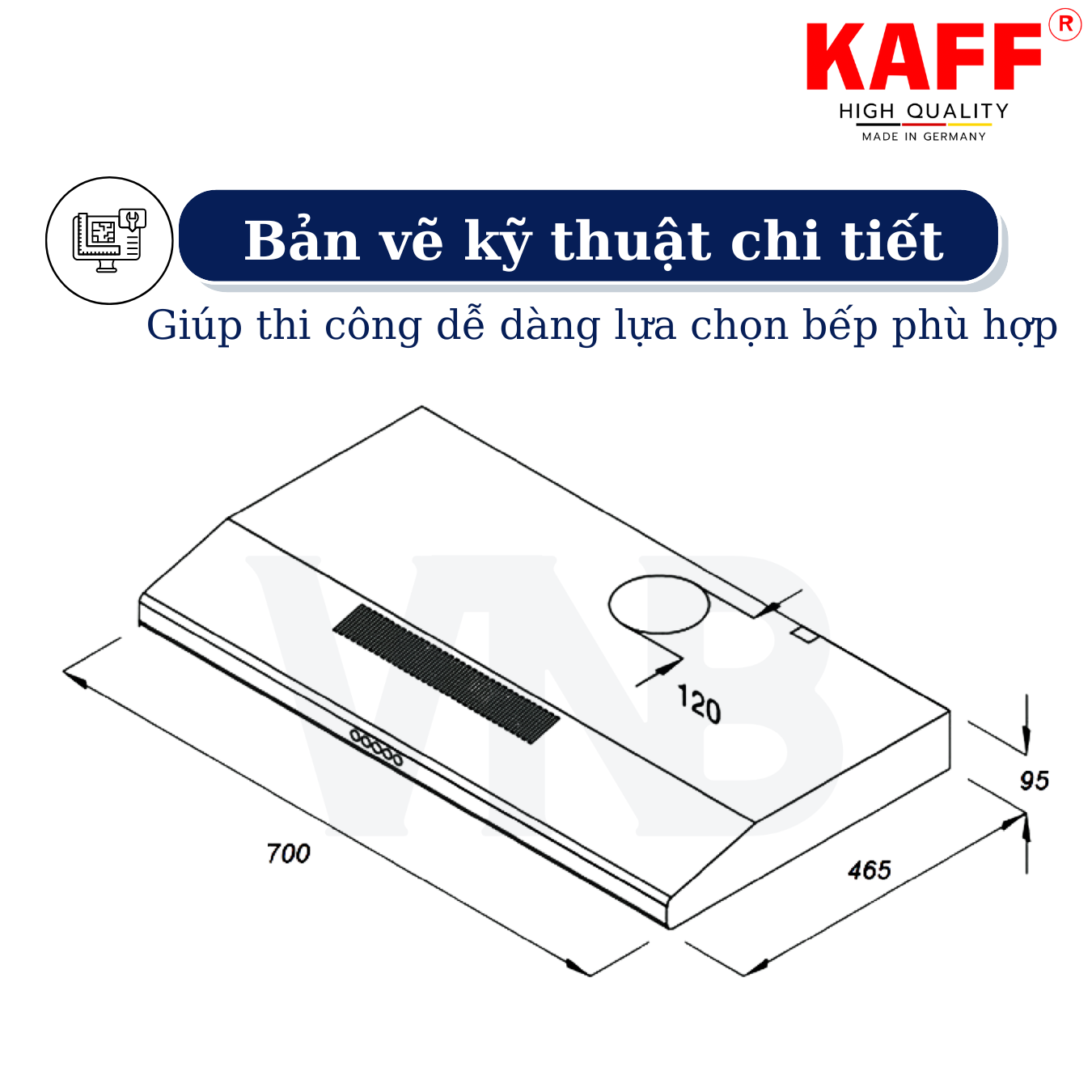 Máy hút mùi KAFF KF-S70HD - Tặng bộ lọc than hoạt tính - Hàng chính hãng