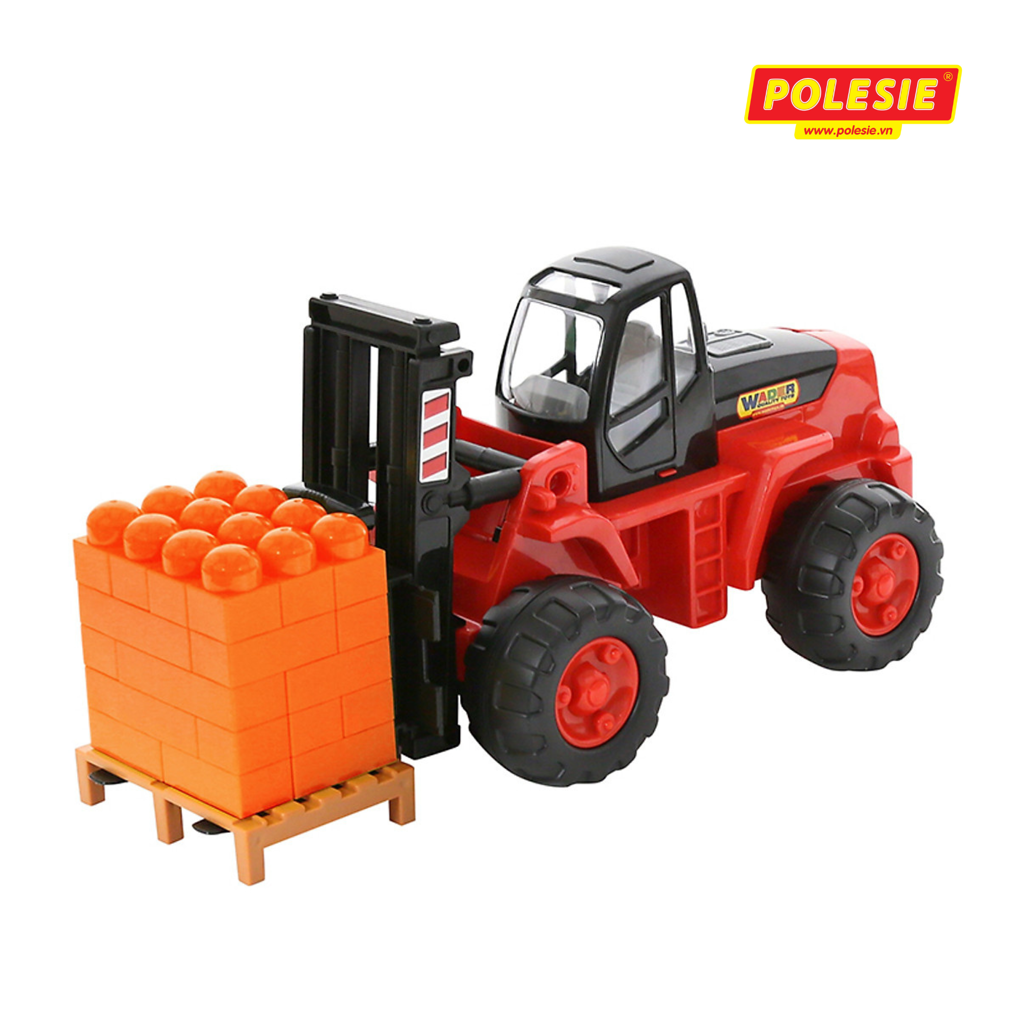 Xe nâng hàng đồ chơi PowerTruck kèm bộ xếp hình – Polesie Toys