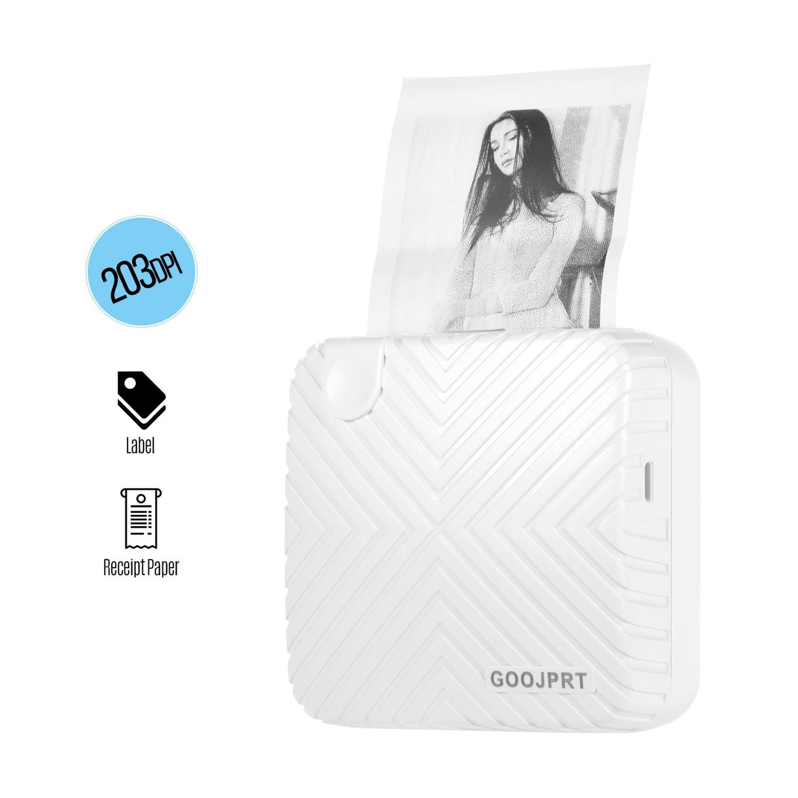 Wireless Pocket Thermal Printer Mini Receipt Photo Printer White