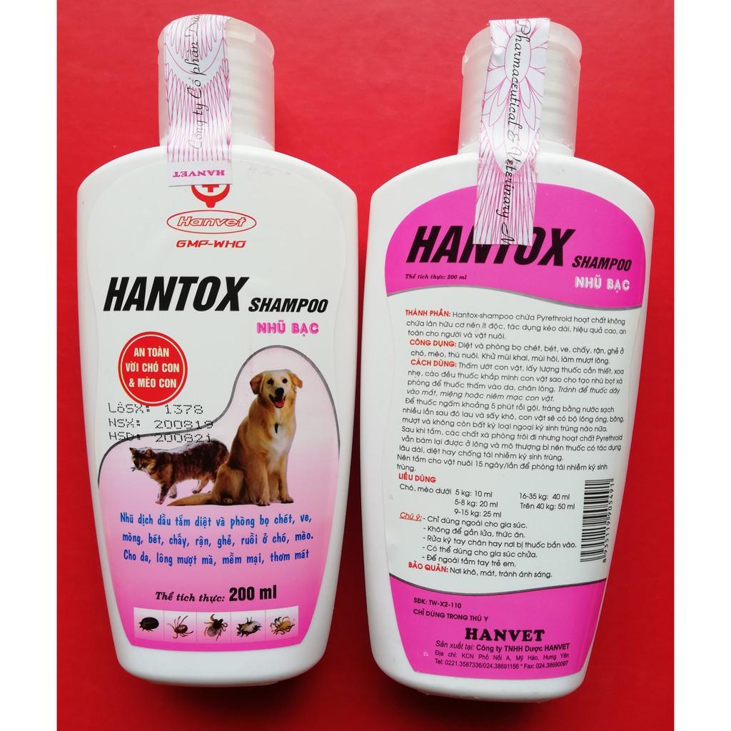 Sữa Tắm Trị Ve Rận Bọ Chét Cho Chó Mèo Hantox Shampoo Hồng 200ml - Long Vũ Pet Shop