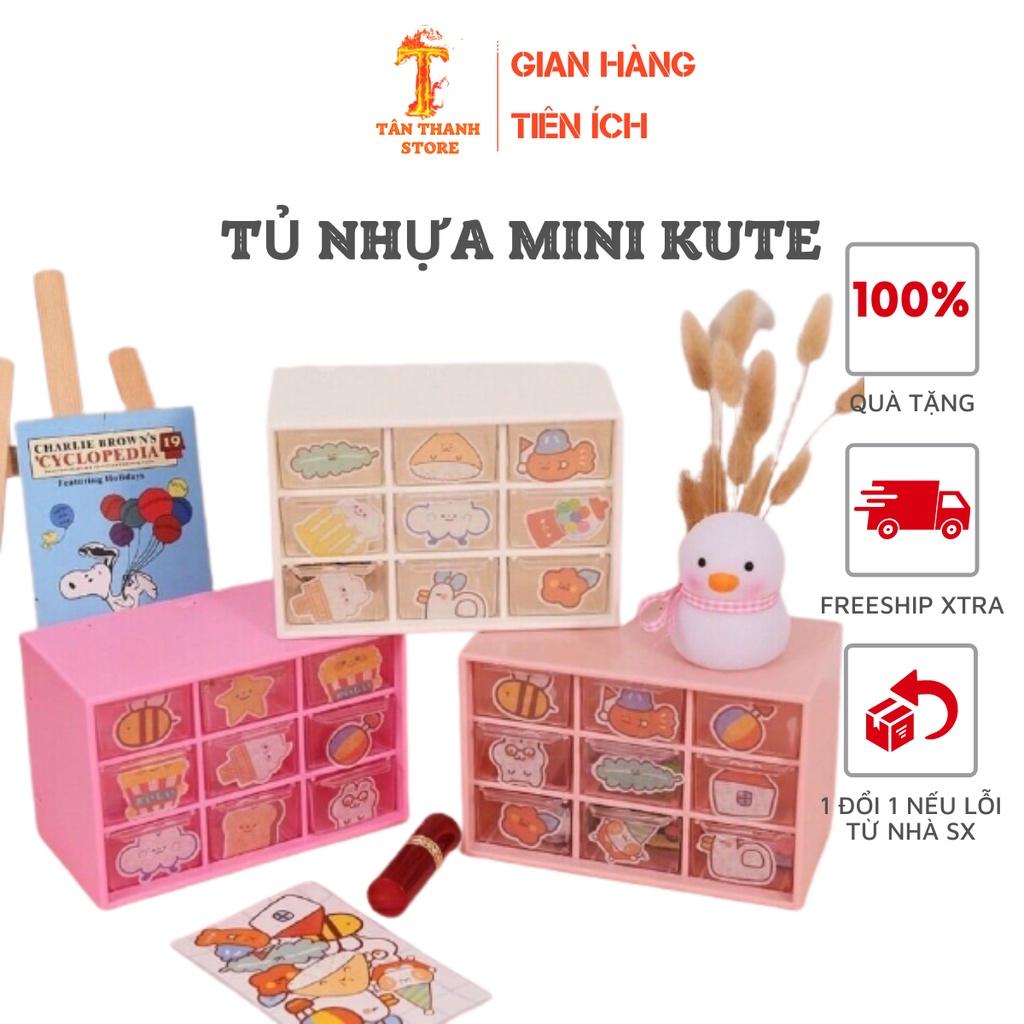 Tủ mini 9 ngăn để bàn Tủ đựng sticker - Hộp nhựa đa năng 9 ngăn đựng đồ siêu xinh