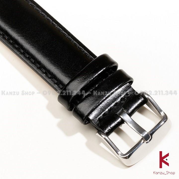 Dây Đồng Hồ Da Bò Thật Khóa Bạc - Dây Da Đồng Hồ 12mm 14mm 18mm 19mm 20mm