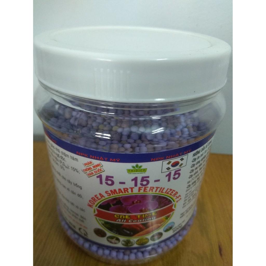 Phân tan chậm thông minh Hàn Quốc NPK 15-15-15 - chai 500 gram