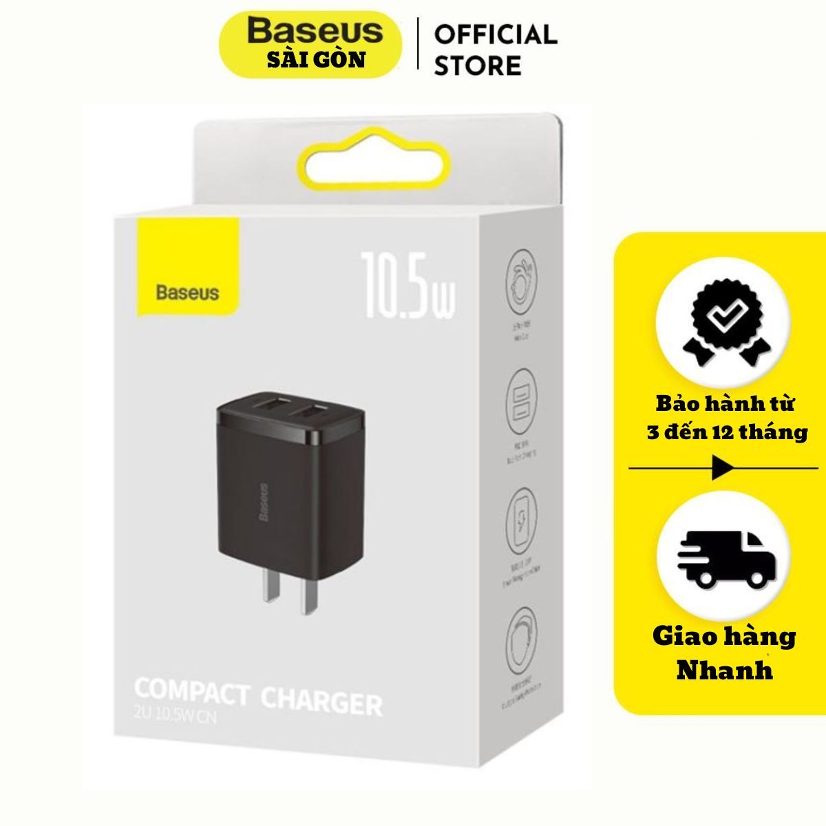 Củ sạc đa năng 2 cổng USB A 10.5w Baseus Compact Charger- CCXJ-Hàng chính hãng