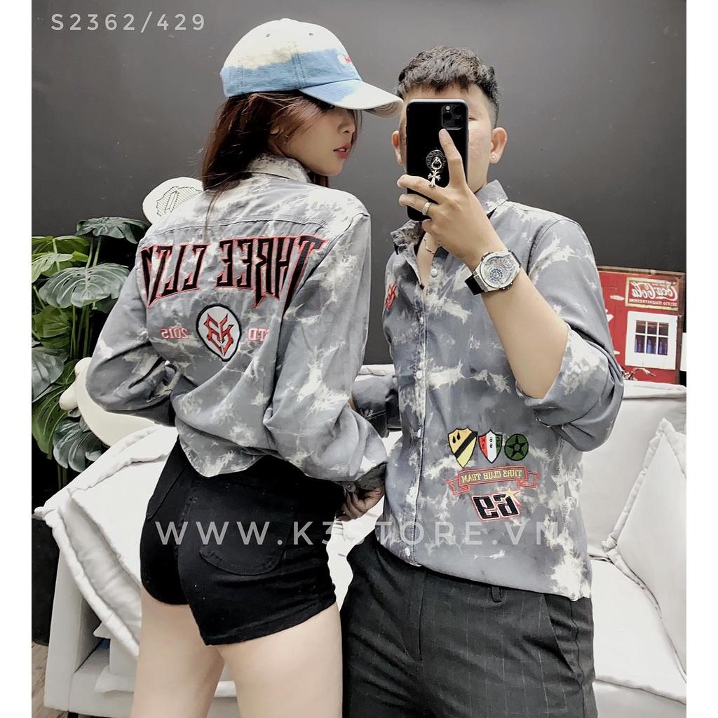 Áo sơ mi nam tay dài xám was hàng thêu racing team 69 form body chất kaki dày dặn three collection K3 STORE