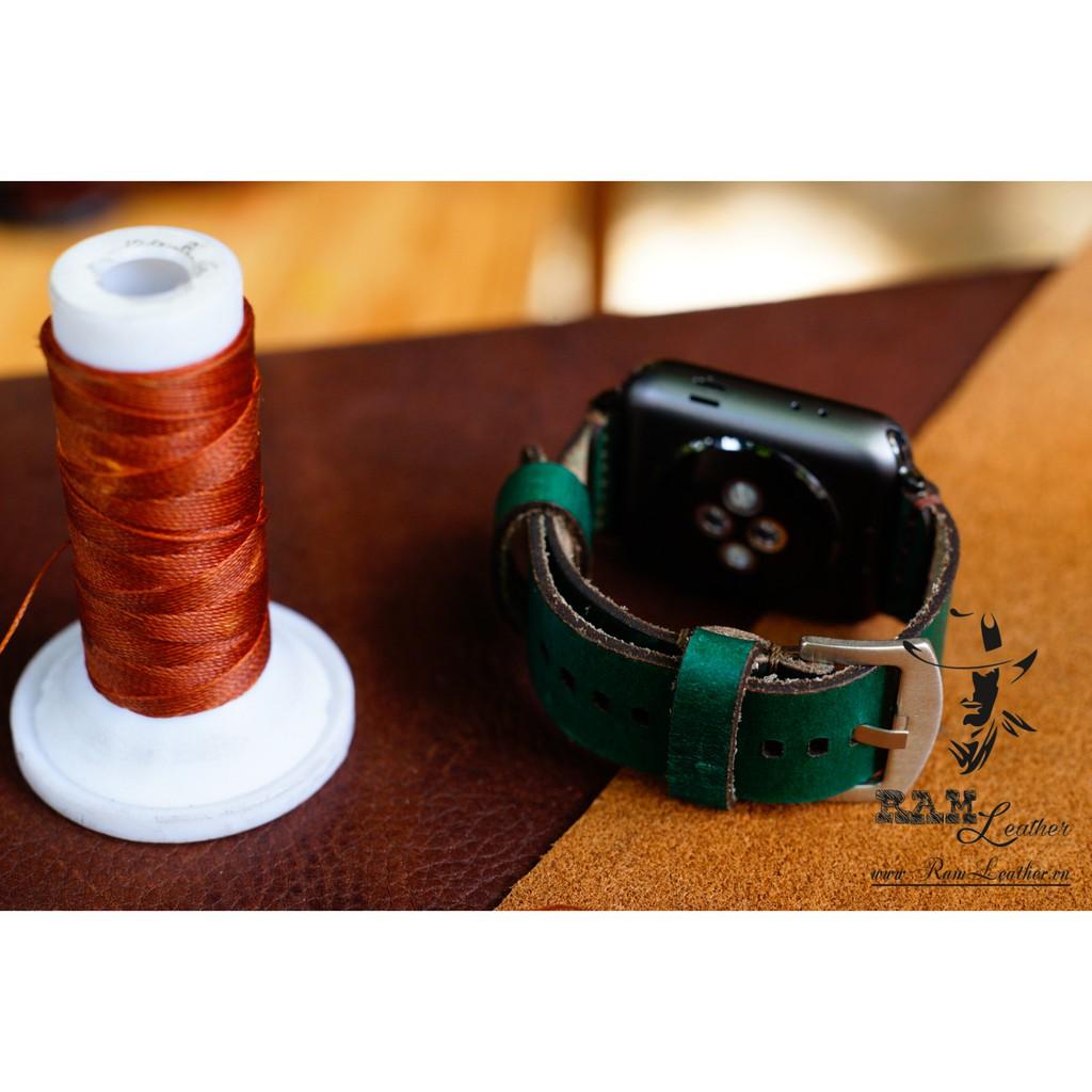 DÂY ĐỒNG HỒ DA BÒ THẬT RAM SIMPLE S-GREEN-ĐỦ SIZE 18,20,22,APPLE WATCH