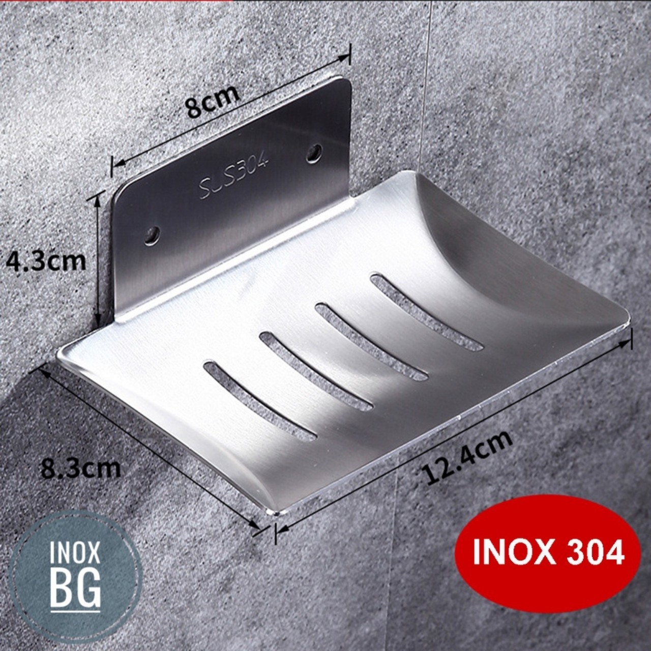 Khay đựng xà phòng tắm inox 304 mờ dán tường hoặc khoan tường
