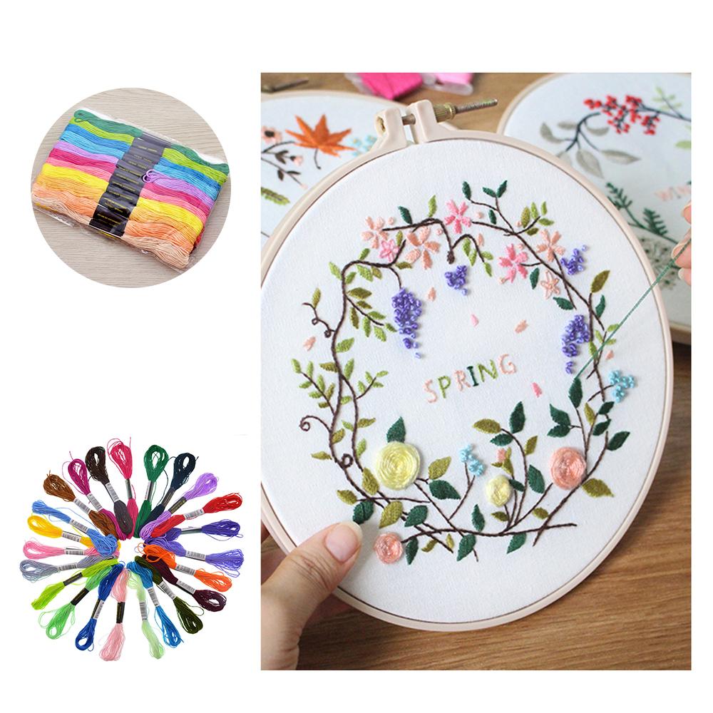 Bộ Chỉ Thêu Rainbow Đủ Màu 8M,6 Sợi Chỉ Riêng Lẻ, Độ Bền Cao