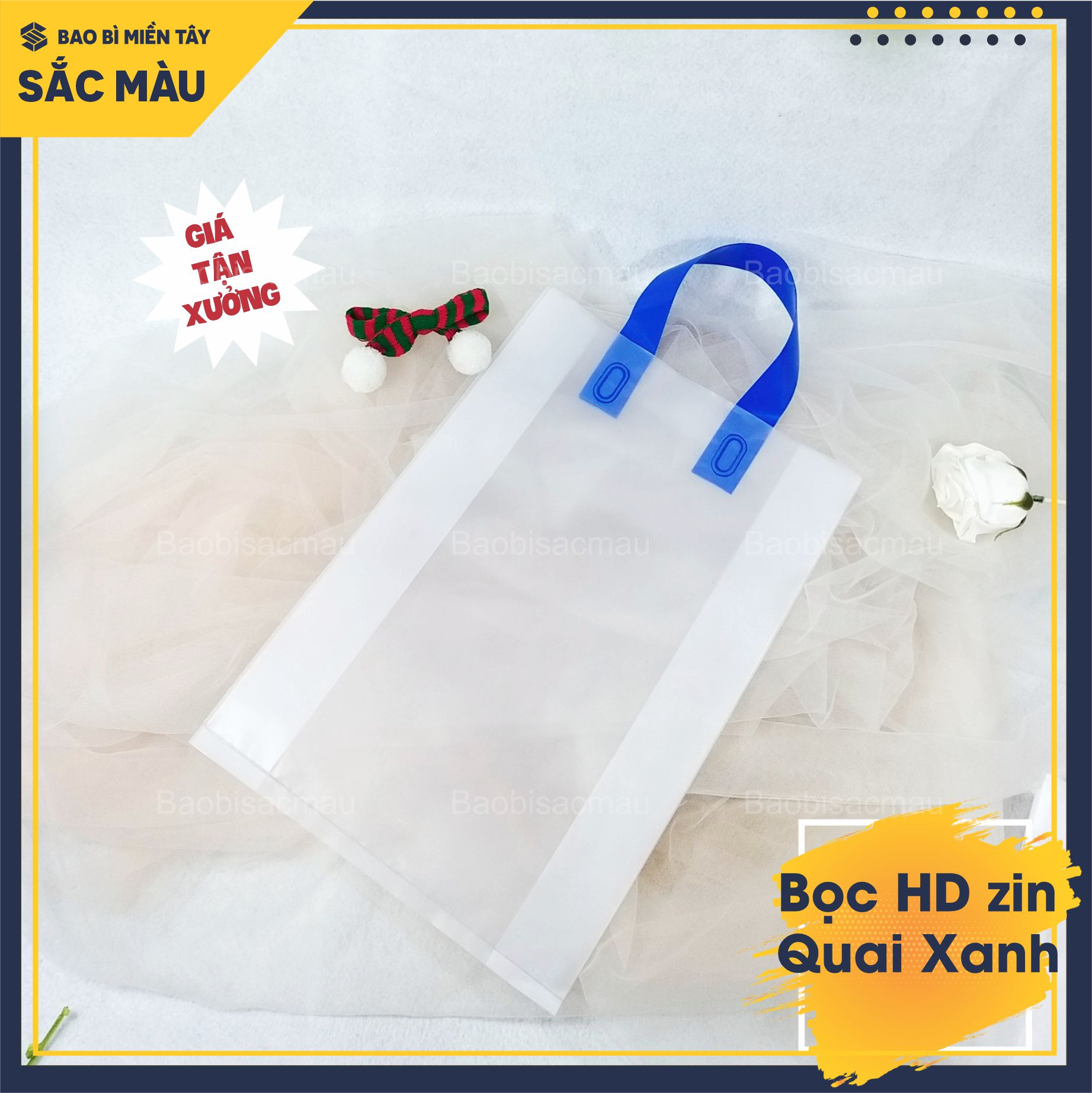 1 Kg Túi HD ZIN QUAI ÉP - HD Zin mờ màu trắng quai màu đỏ, xanh, hồng, đen đựng quần áo, mỹ phẩm, nước hoa...FULL SIZE