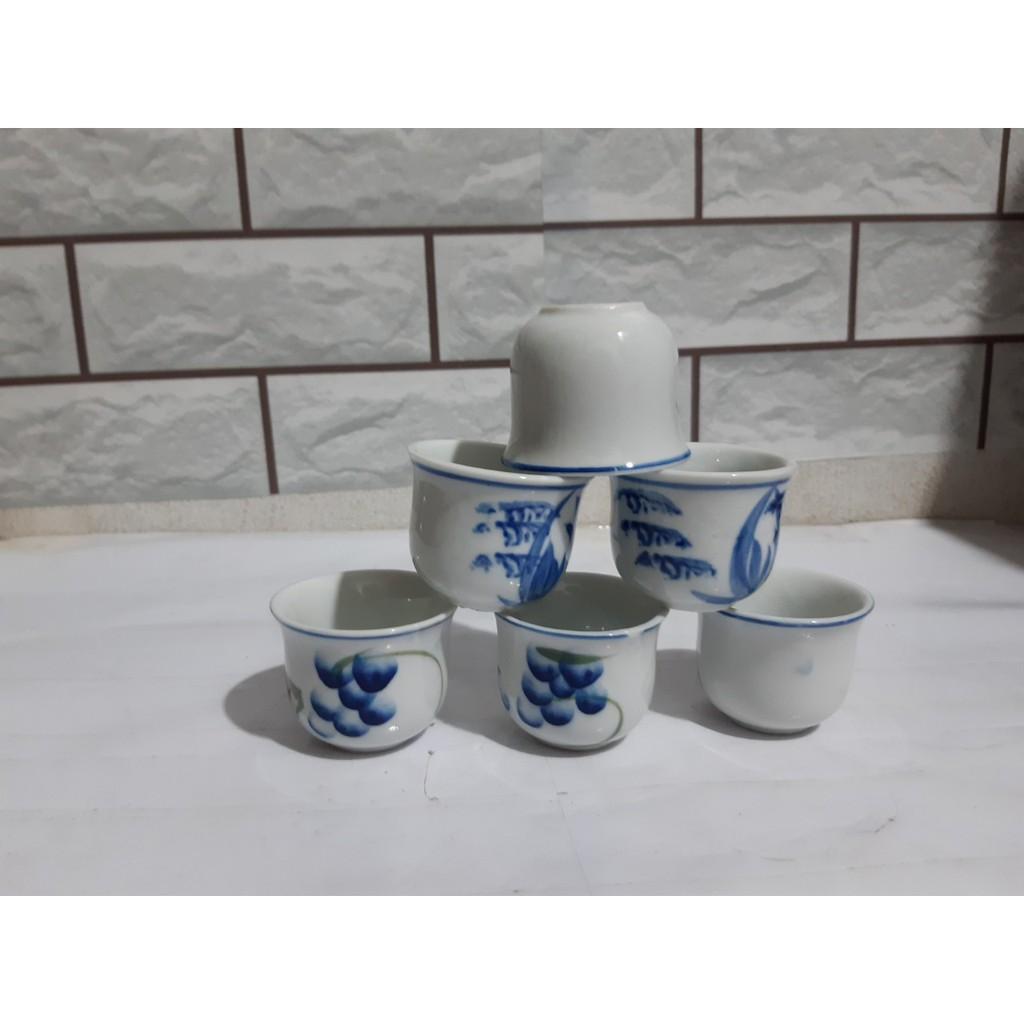 Ly, tách sứ họa tiết xanh 20 Cái