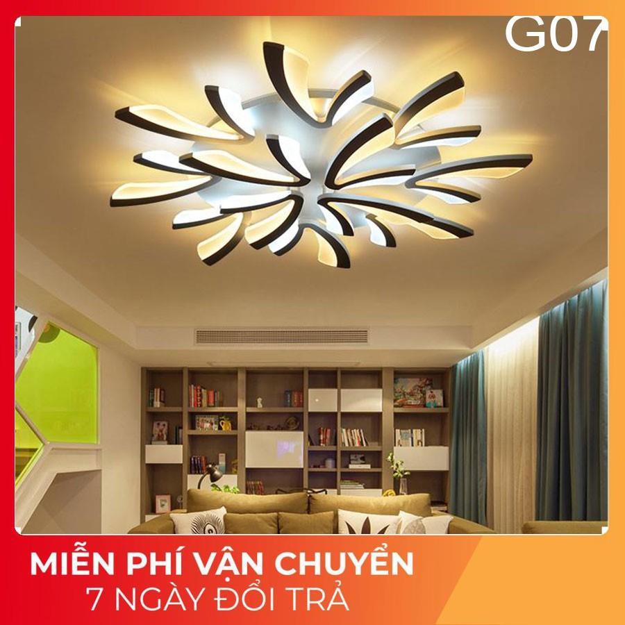 ĐÈN ỐP TRẦN phòng khách, phòng ngủ-G07, LED tô điểm tối tân 12 cánh chữ V, 3 cơ chế sáng
