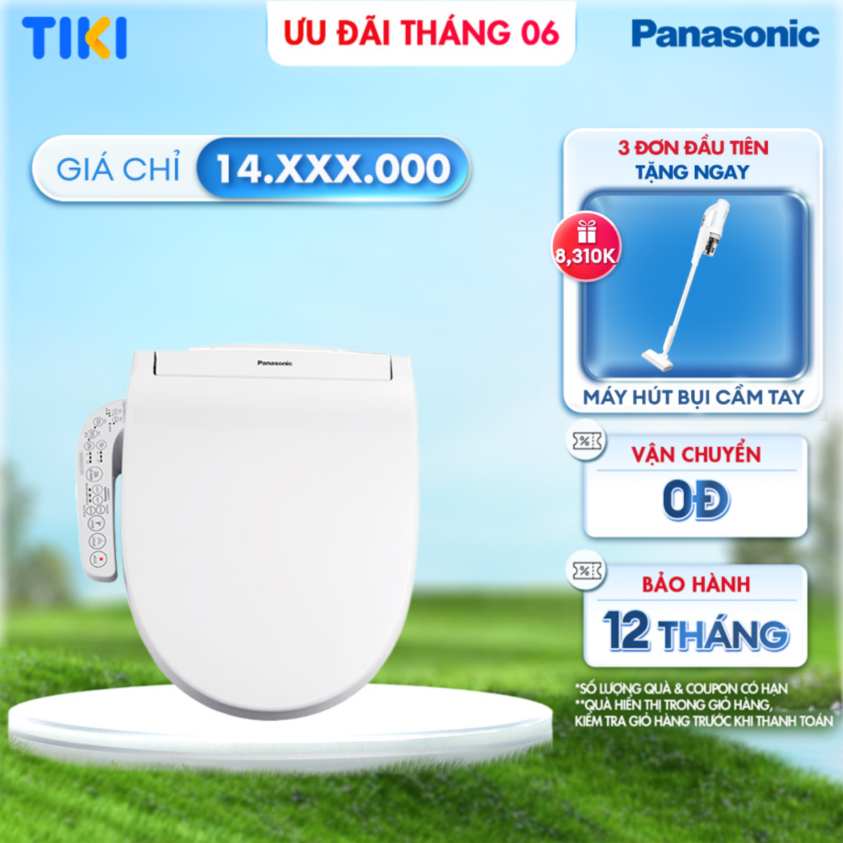 Nắp bồn cầu điện tử thông minh Panasonic DL-EH30VG-W Kháng Khuẩn, Sấy Khô và Tiết kiệm điện - Hàng chính hãng - Bảo hành 12 tháng