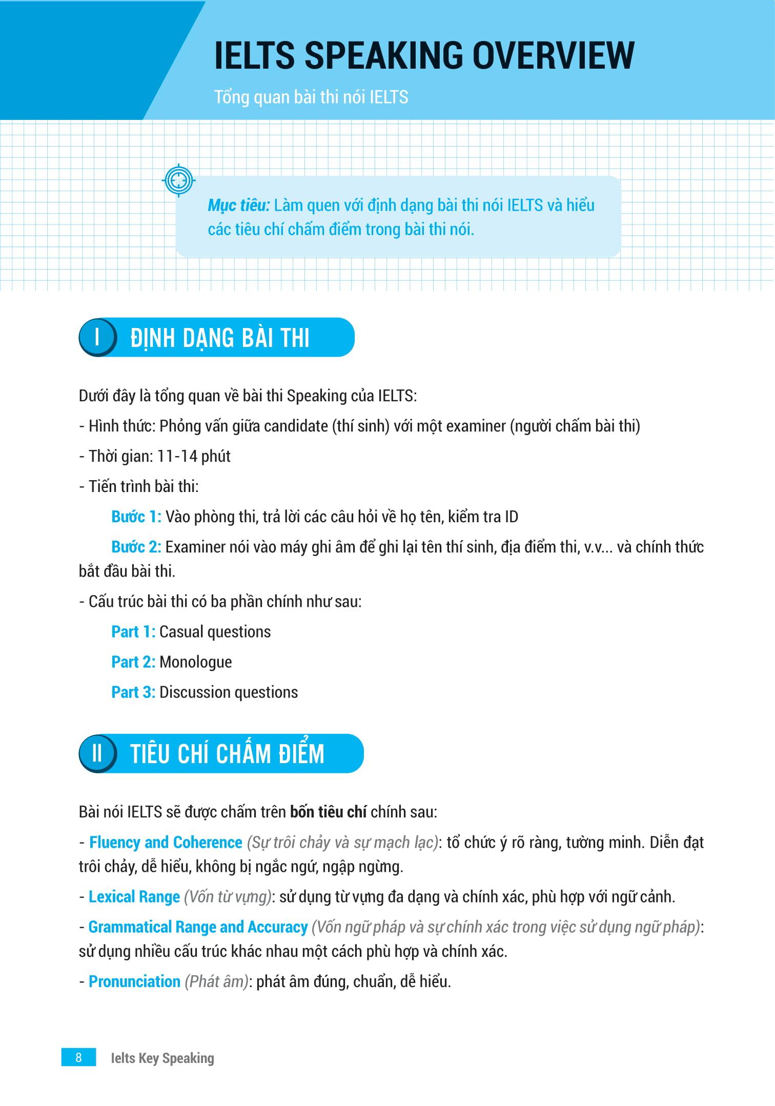 Sách IELTS Key Speaking - Công Thức Học Nhanh IELTS - Speaking Part 1, 2, 3