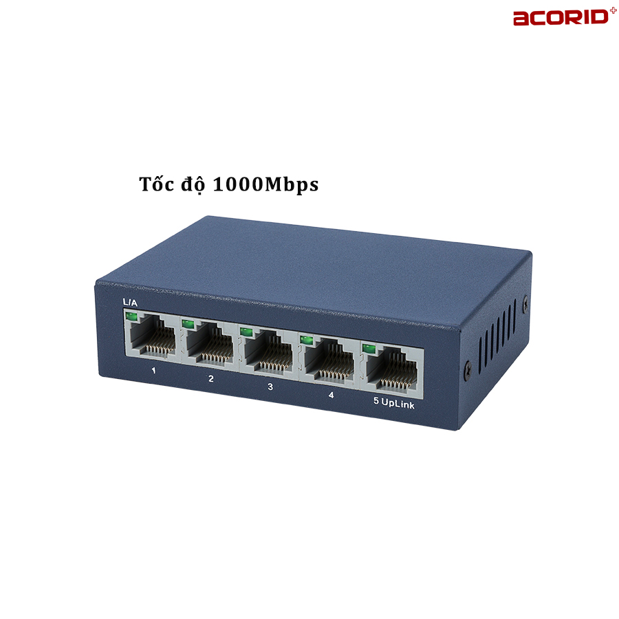 Bộ chia mạng switch 5 cổng RJ45 10/100/1000Mbqs Acorid LS5GT Ethernet Network - Hàng chính hãng