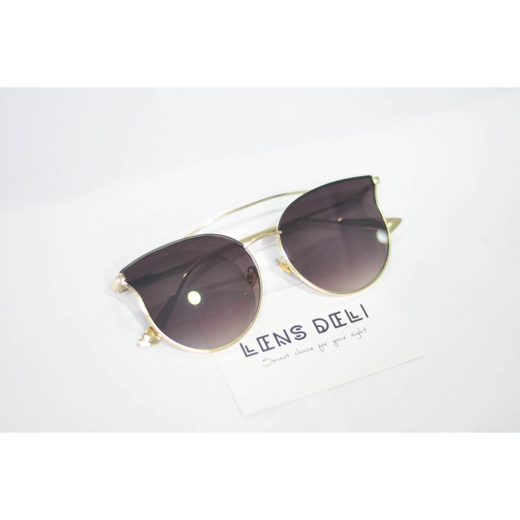 Kính mát nữ chống UV gọng kim loại vàng