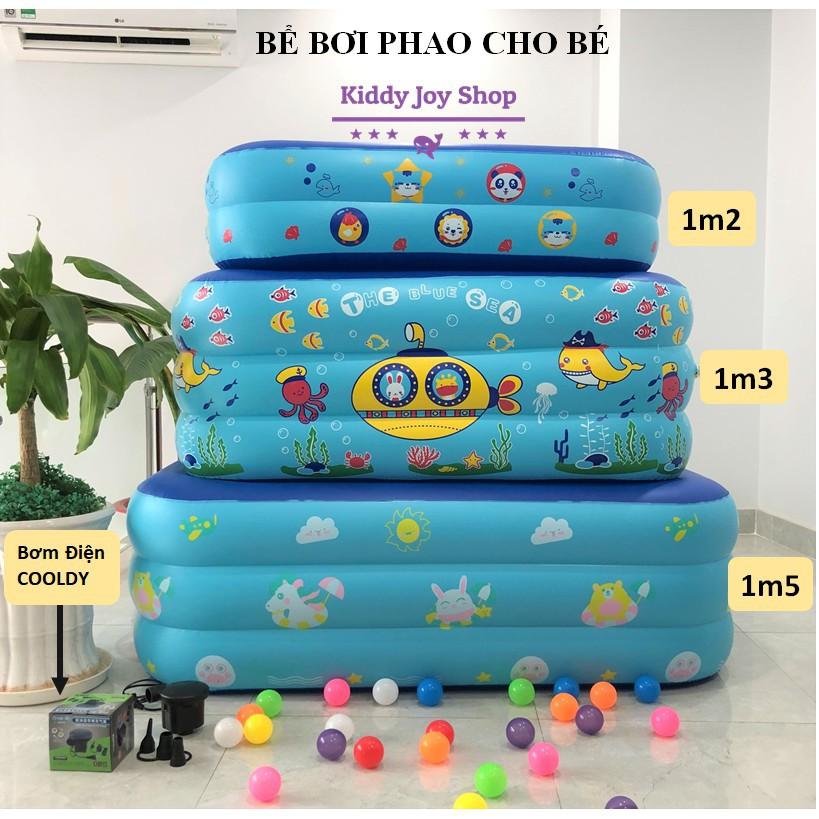 BỂ BƠI PHAO CHO BÉ 1M2 1M3 1M5 1M8 2M1 3 Tầng Có Đáy Chống Trượt màu xanh màu hồng (Ảnh Thật)