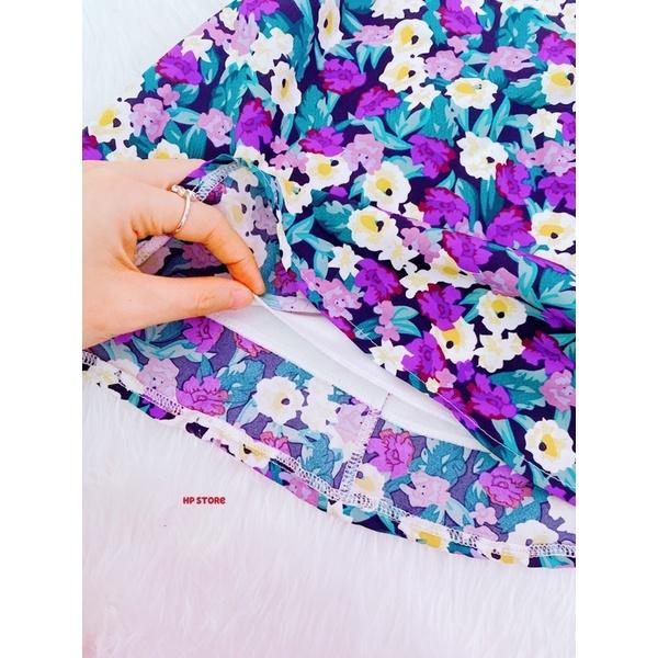 Đầm Hoa 15-17Kg Aline Hoa Tím Cổ Kiểu Bé Gái Chất Đẹp