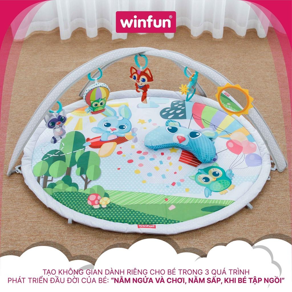 Thảm nằm chơi kèm thú bông, xúc xắc cho bé từ sơ sinh - đồ chơi vận động Winfun 710010-NI