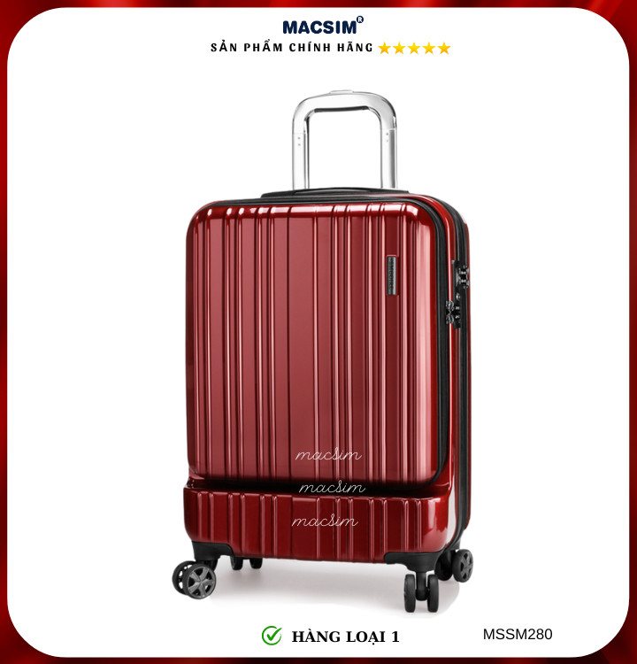 Vali cao cấp Macsim Smooire MSSM280 cỡ 20 inch màu đỏ-xanh bóng-vàng gold - Hàng loại 1