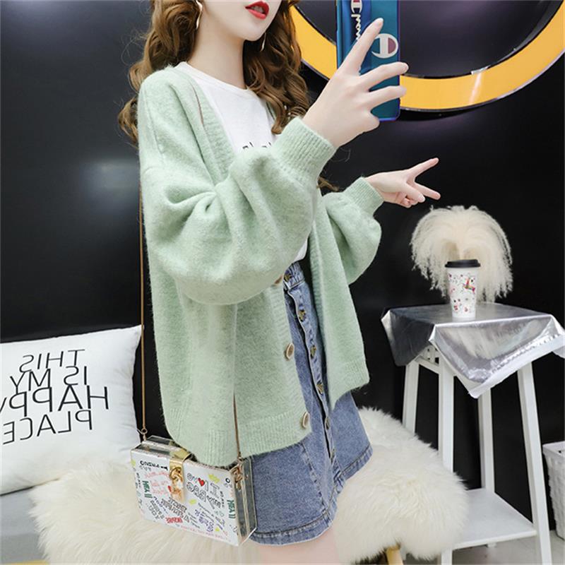 Hình ảnh Áo cardigan khoác len nữ cổ tim dệt kim dáng rộng dài tay Hàn Quốc thời trang ARCTIC HUNTER AH11