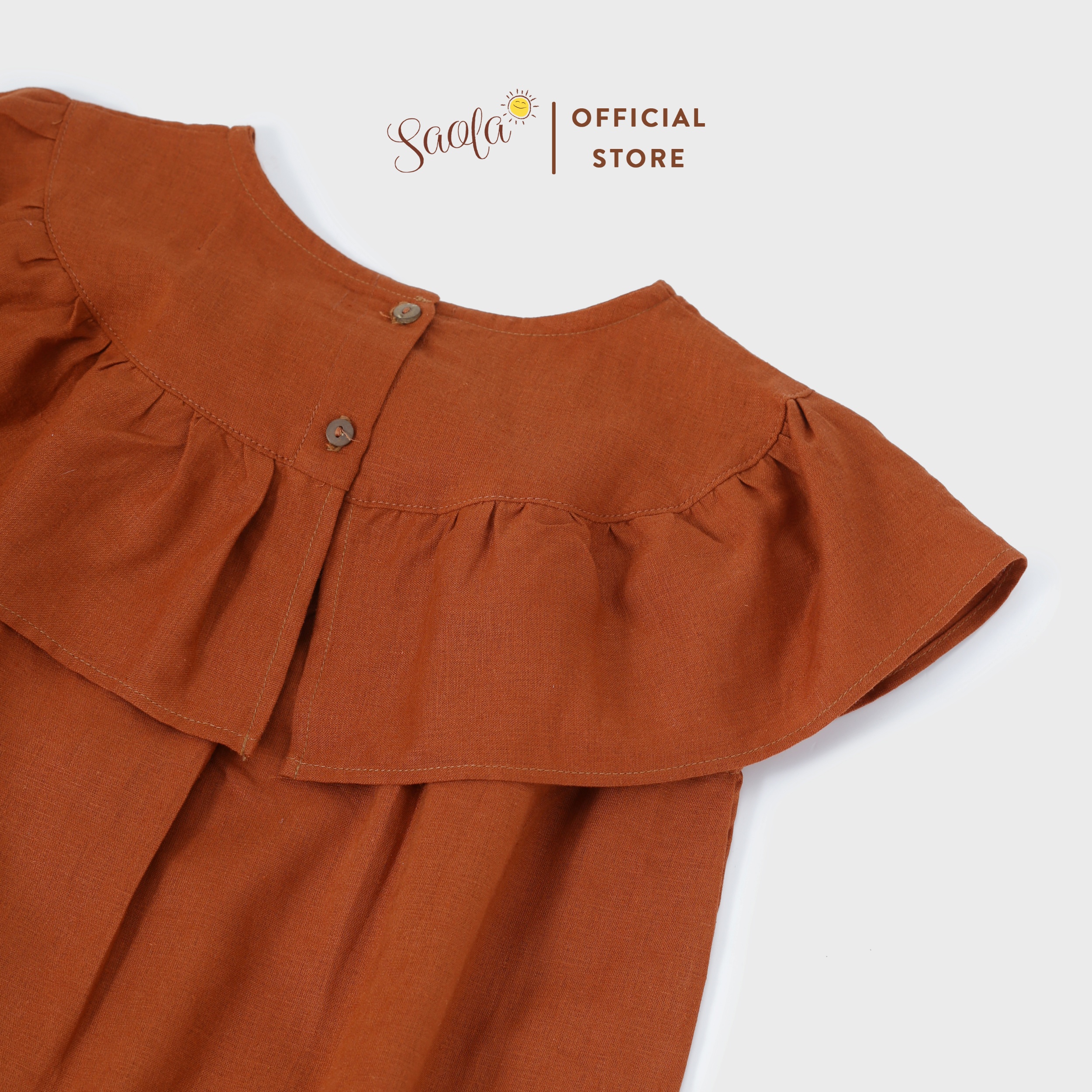 Đầm/ Váy Bé Gái Cổ Tròn Phối Bèo Chất Liệu Linen Thoáng Mát - MARION DRESS - DRL005 - SAOLA KIDS CLOTHING