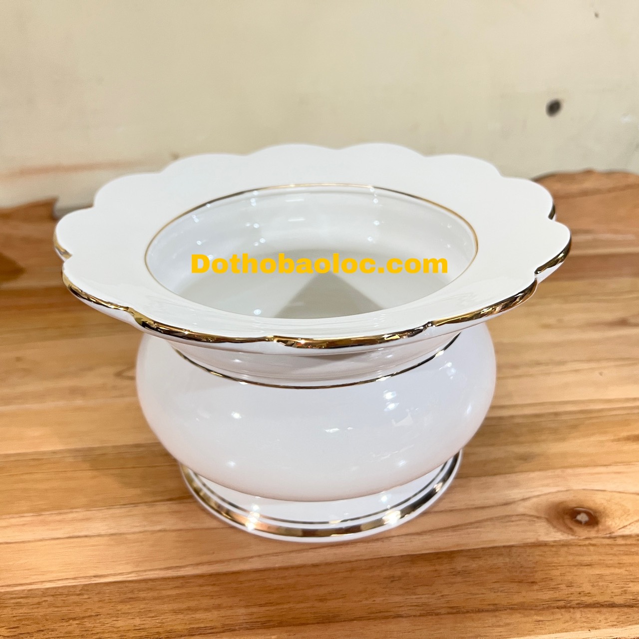 Bát nhang chắn tàn sứ họa tiết đá hoa cương cao 13cm x đường kính 23cm