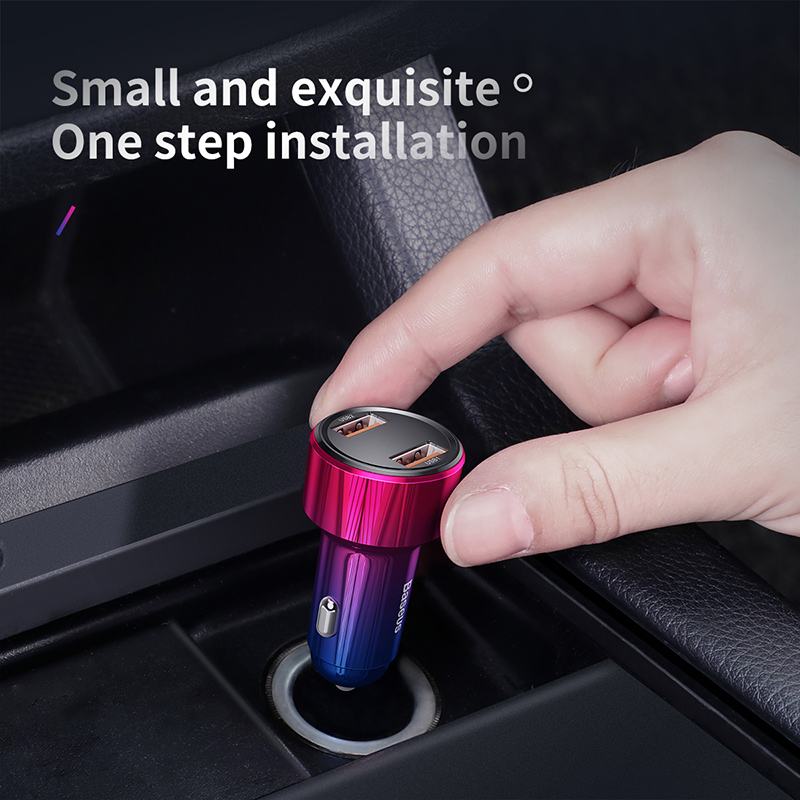 Tẩu củ sạc nhanh đa năng dành cho xe hơi / ô tô 2 cổng USB hiệu Baseus Dual-USB - hàng chính hãng